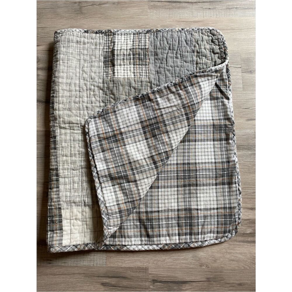 Eddie Bauer sham Neutral Plaid Quilted sham- Reverse coloring